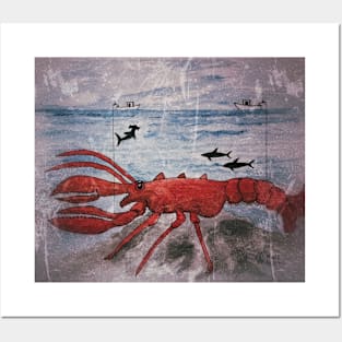 Monster Lobster Grunge Posters and Art